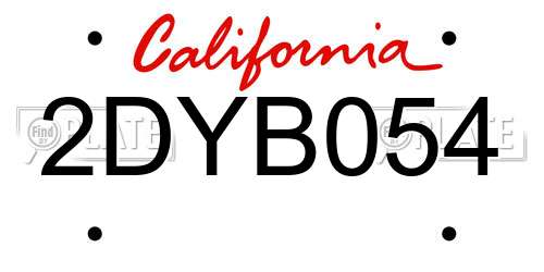 2DYB054 California License Plate