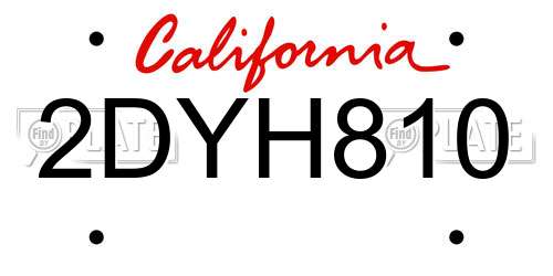 2DYH810 California License Plate