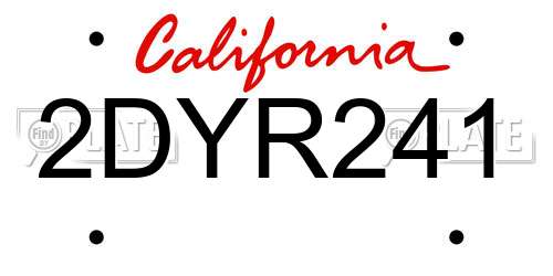 2DYR241 California License Plate