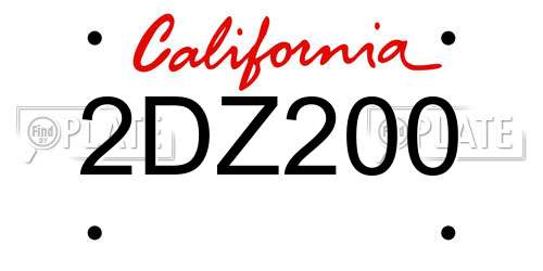 2DZ200 California License Plate