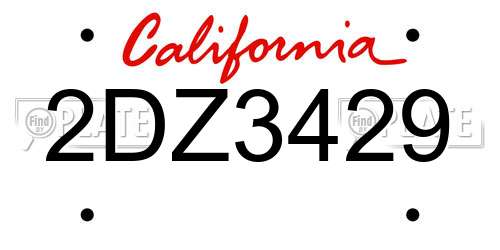 2DZ3429 California License Plate