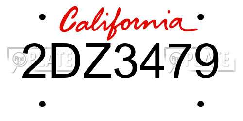 2DZ3479 California License Plate