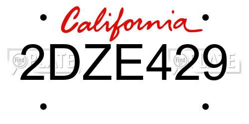 2DZE429 California License Plate
