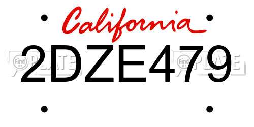 2DZE479 California License Plate