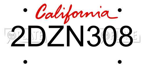2DZN308 California License Plate