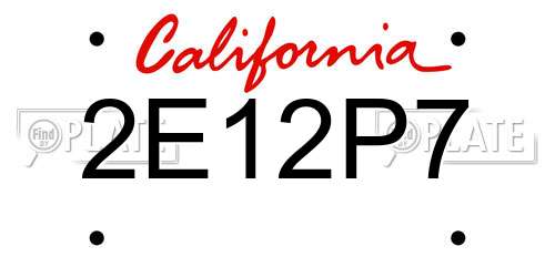 2E12P7 California License Plate