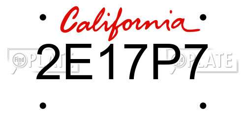 2E17P7 California License Plate