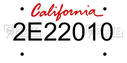 2E22010 California License Plate