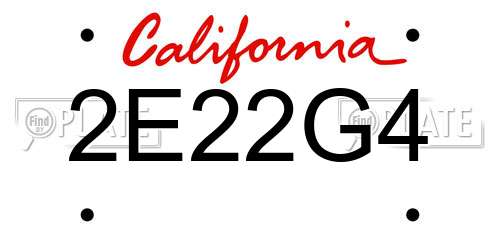2E22G4 California License Plate