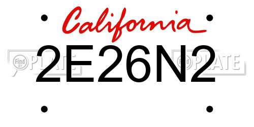 2E26N2 California License Plate