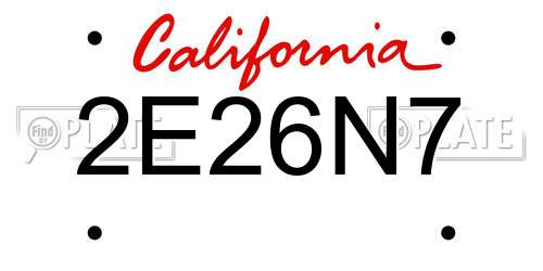 2E26N7 California License Plate