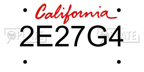 2E27G4 California License Plate