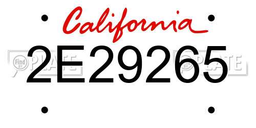 2E29265 California License Plate