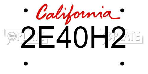 2E40H2 California License Plate
