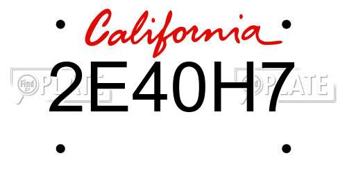 2E40H7 California License Plate