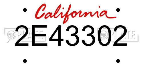 2E43302 California License Plate