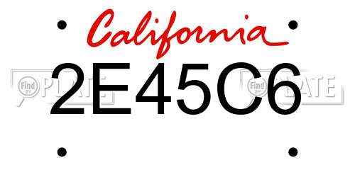 2E45C6 California License Plate