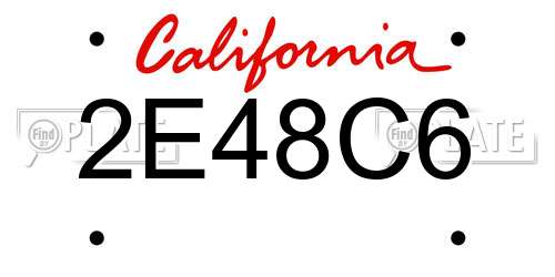 2E48C6 California License Plate