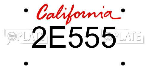 2E555 California License Plate