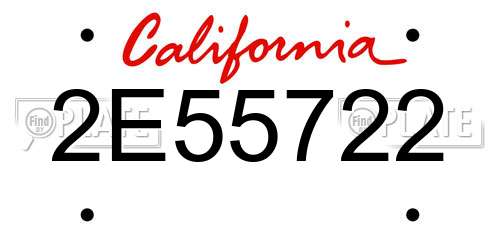 2E55722 California License Plate