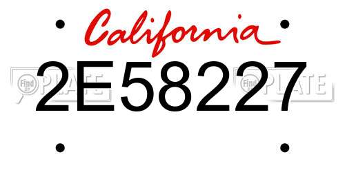 2E58227 California License Plate