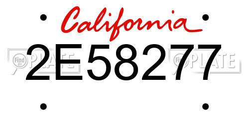 2E58277 California License Plate