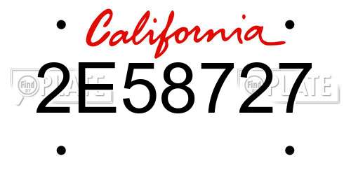 2E58727 California License Plate