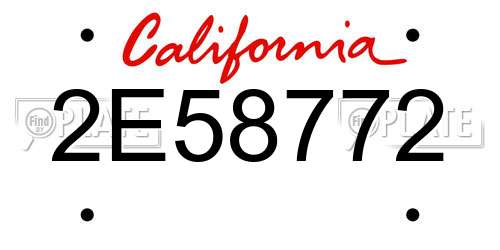 2E58772 California License Plate