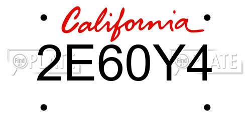 2E60Y4 California License Plate