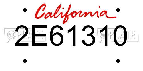 2E61310 California License Plate