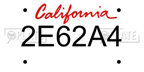 2E62A4 California License Plate