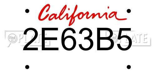 2E63B5 California License Plate