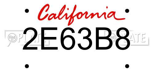 2E63B8 California License Plate