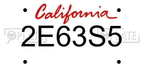 2E63S5 California License Plate