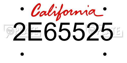 2E65525 California License Plate