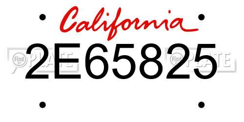 2E65825 California License Plate