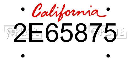 2E65875 California License Plate