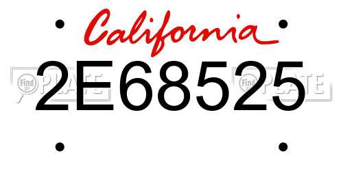 2E68525 California License Plate