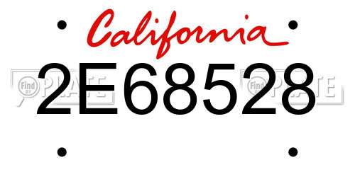 2E68528 California License Plate