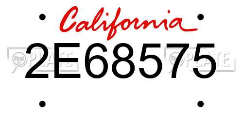 2E68575 California License Plate