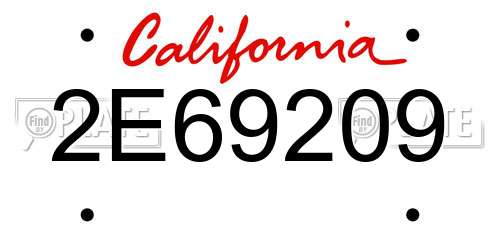 2E69209 California License Plate