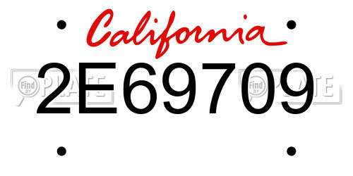 2E69709 California License Plate