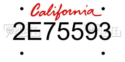2E75593 California License Plate