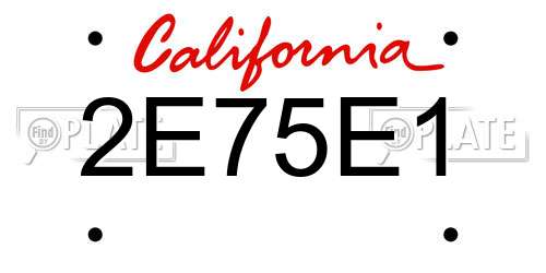 2E75E1 California License Plate