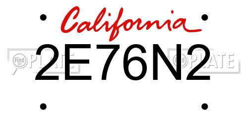 2E76N2 California License Plate