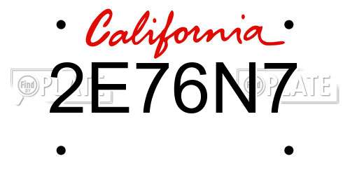 2E76N7 California License Plate