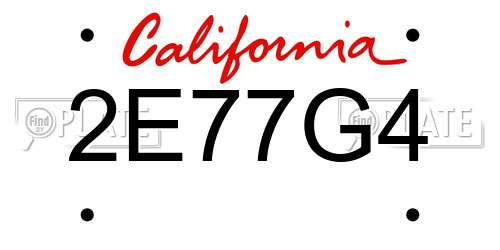2E77G4 California License Plate