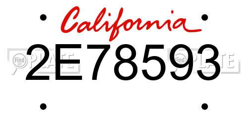2E78593 California License Plate