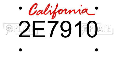 2E7910 California License Plate