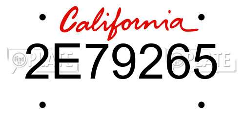 2E79265 California License Plate